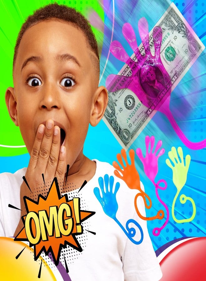 JA-RU Giant Glitter Sticky Hands (3 Toys Assorted) Large Stretchy Hand. Halloween Party Favors, Goodie Bag Stuffers & Classroom Prizes. Sensory Slap Toys for Kids. Piñata Stuffing. 414-4A - Image 2